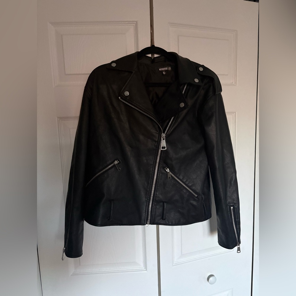 Missguided Black Leather Biker Jacket